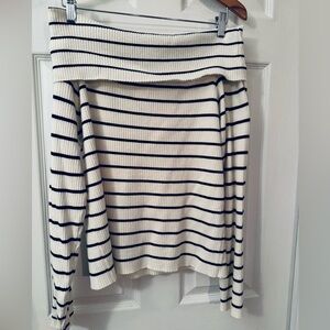 Y2K striped off-shoulder sweater cream/black size XXL Preppy